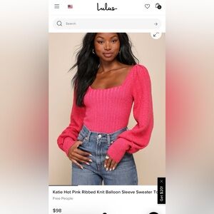 Lulus/Free People Hot Pink Ribbed Sweater